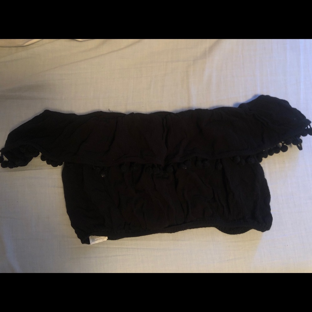 Off the shoulder pom pom top